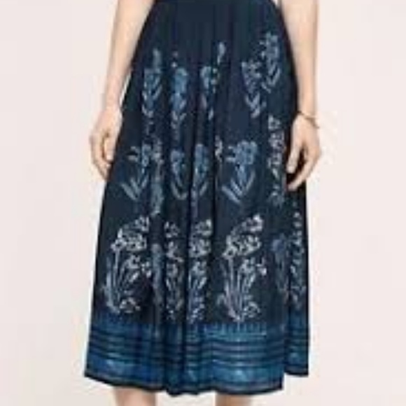 New Anthropologie Soare Skirt by Varun Nidhika Blue Floral Block Print Size M - Picture 2 of 5